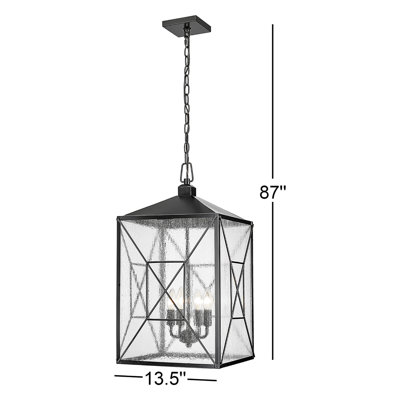 Lanterne suspendue d'extérieur noire thermolaquée 25 po H 25 po Castellano