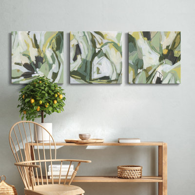 Electric Lichen III - Ensemble de 3 peintures sur toile tendue