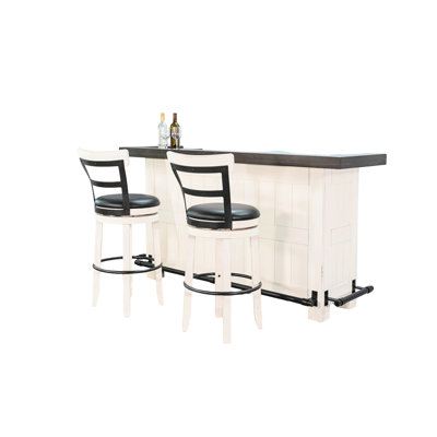 78" Farmhouse Wood Home Bar Set with Stools