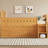 Full Size Wooden Bed with LED Light, Storage Drawers & Ladder for Kids Bedroom, Wood color-788040812