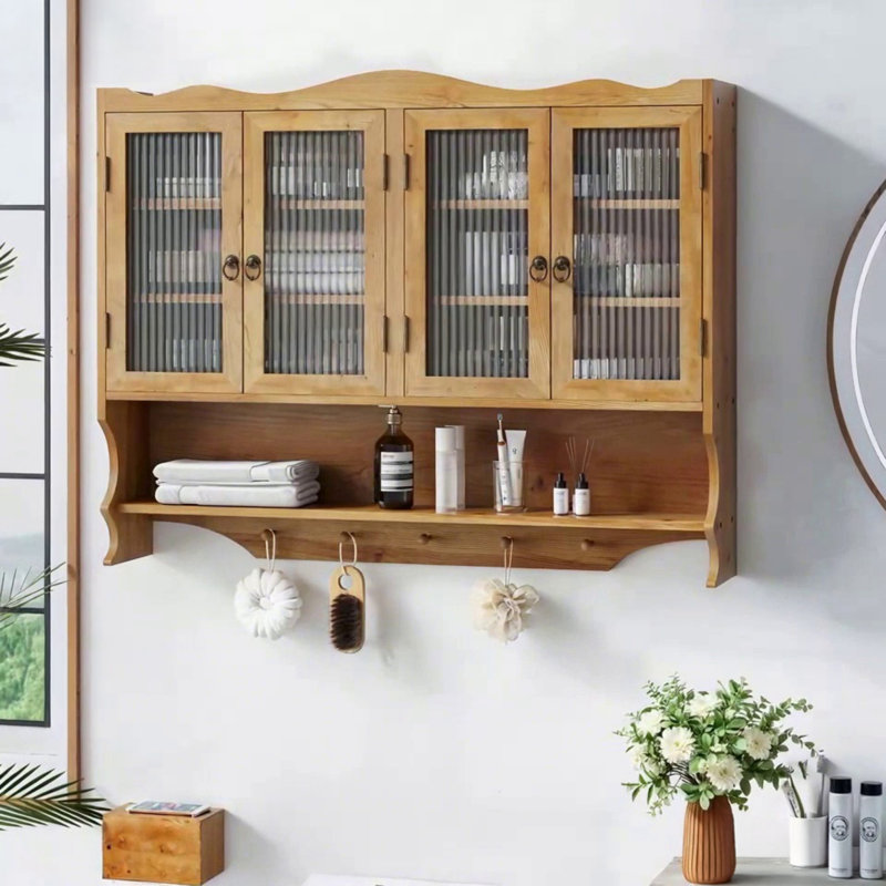 Armoire murale 39,37 "Retro 4 portes, Naturel