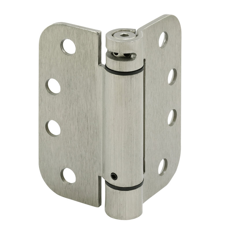 Charnière à ressort à fermeture automatique commerciale réglable UL de Prime-Line, 4 po x 4 po avec coins de rayon de 5/8 po, 4 trous par vantail avec vis, calibre de 130 po
