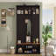 Arbre d'entrée 62,2 po avec banc, 3 casiers supérieurs et un espace de rangement inférieur, un portemanteau avec crochets et armoires pour l'entrée, le couloir, le vestibule, le salon-471474925