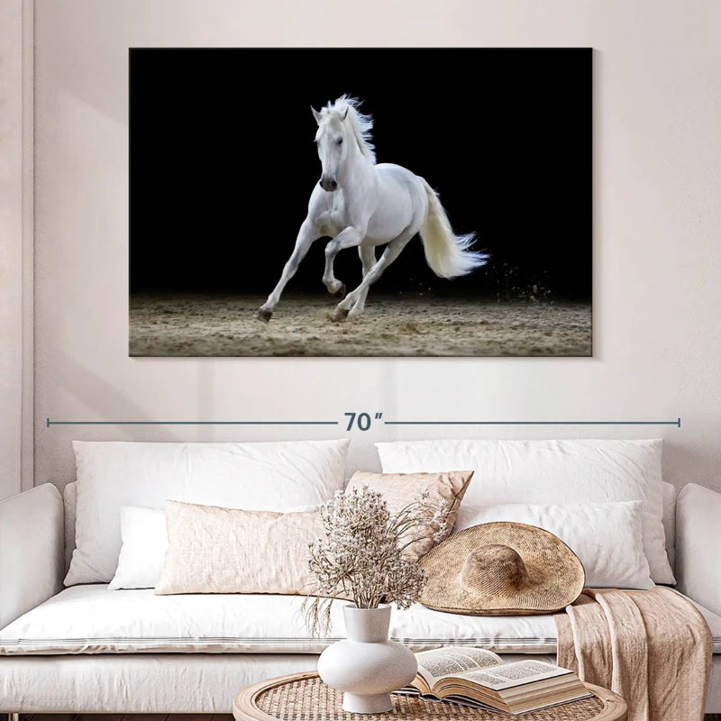 Brampt Galloping White Stallion, 34" H x 51" W