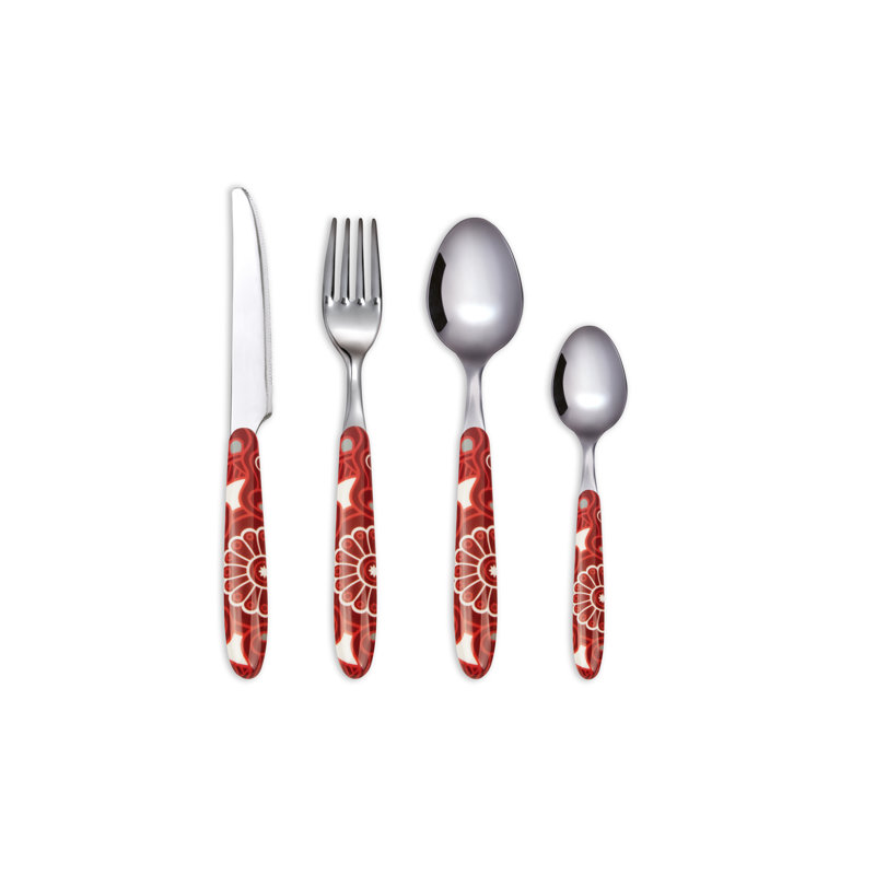 24 Pieces Coloured Cutlery Set, Service For 6