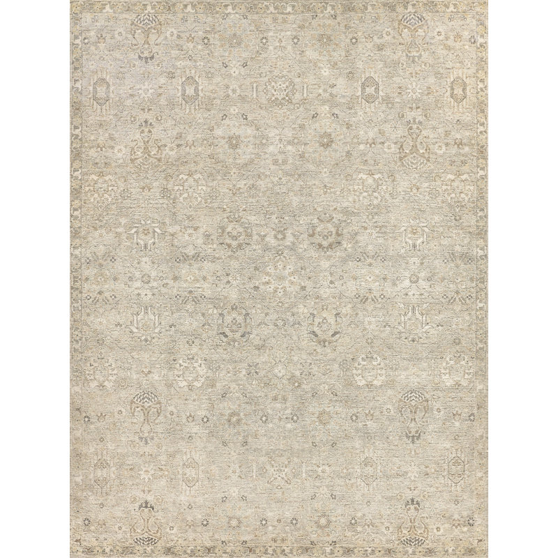 Heirloom Wool Abstract Area Rug in Khaki, Rectangle 4' x 6'