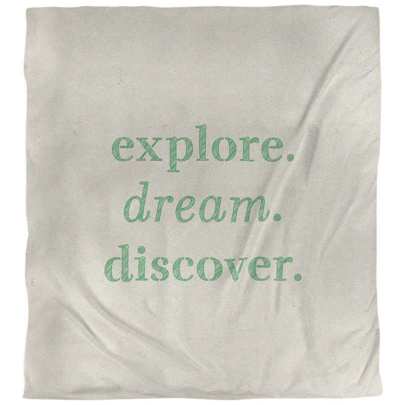 Housse de couette réversible simple "quotes explore", Housse de couette pour très grand lit, Blanc / Vert