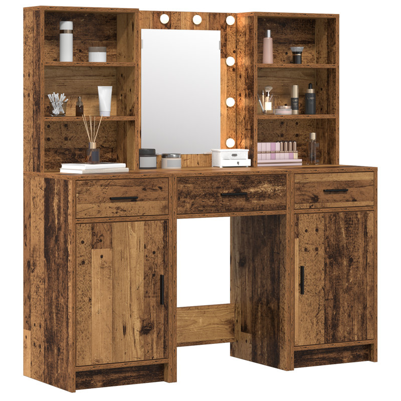 Dressing Table with Mirror, Old Wood