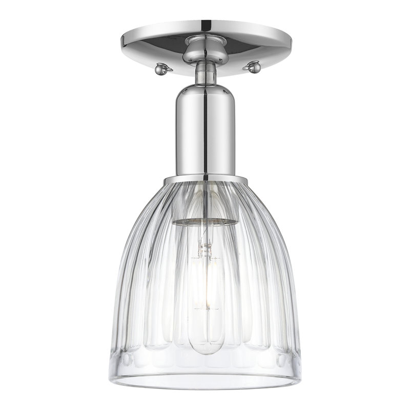 Arcadia - Brookfield - 1 Light 6" Semi-Flush Mount - Champagne Bronze Finish - White Shade, Champagne Bronze, White