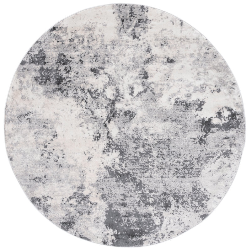 Tapis gris / ivoire Branscum, Rond 6 pi 7 po