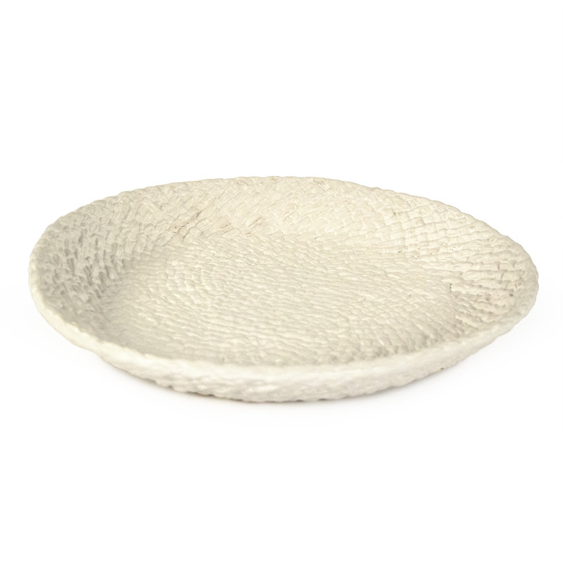 Cross Weave Ceramic Platter, 16.25" W x 16.25" L x 2.25" H, White