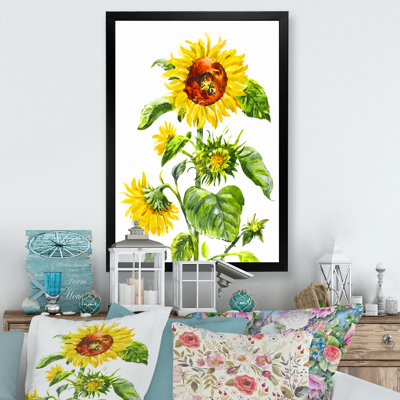 «Vintage Blossoming Sunflower», peinture sur toile