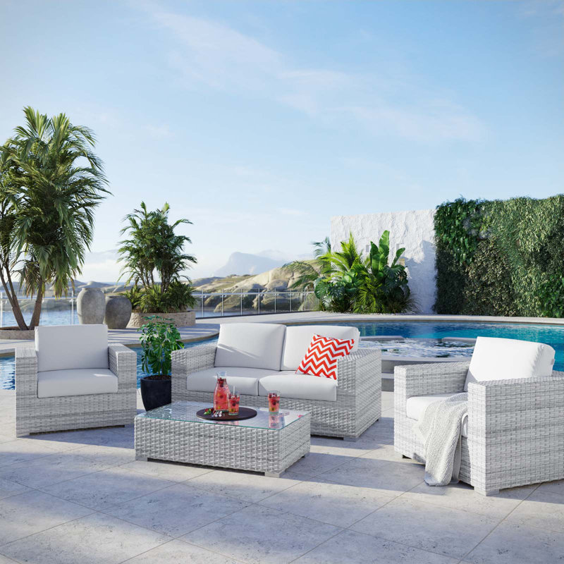Ensemble de patio extérieur 4 pièces Convene, Blanc