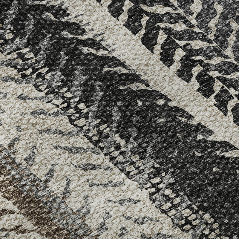 Premium Machine Washable Prisco Brown Rug, Rectangle 3' x 5'