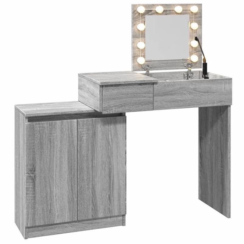 Dressing Table with Mirror, Grey Sonoma