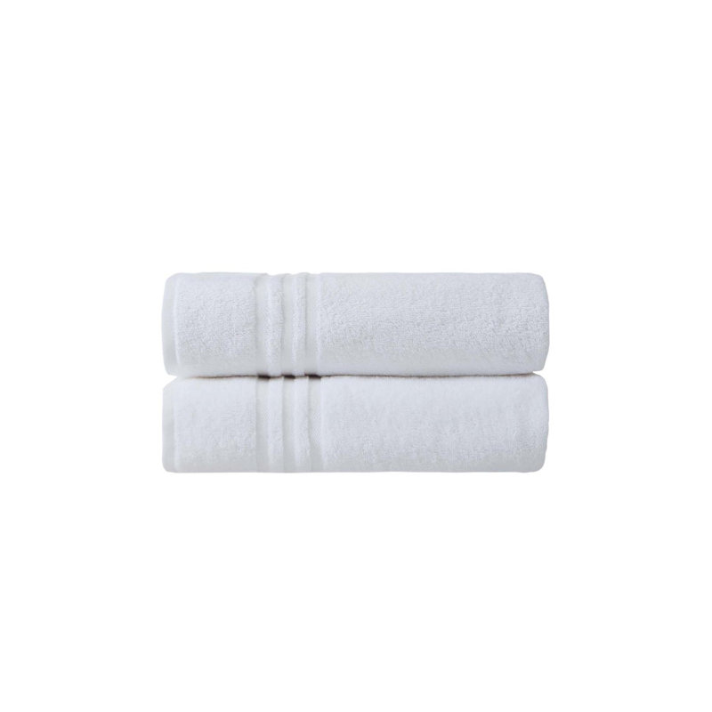 Lot de deux serviettes de bain blanches en coton turc 27" x 54"