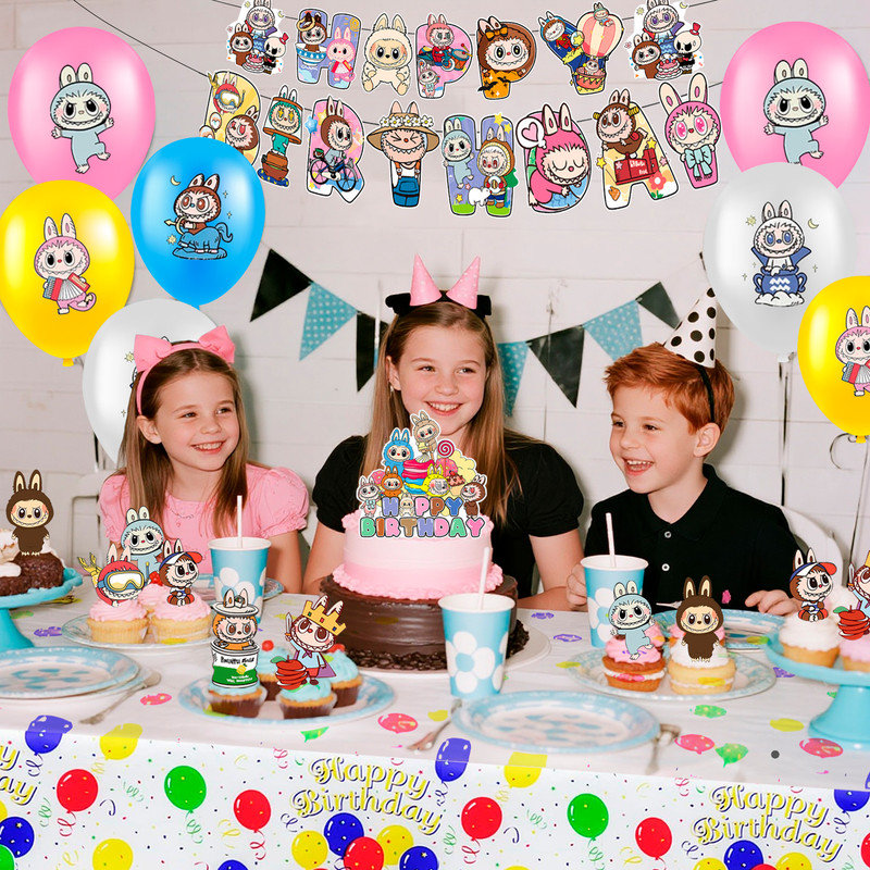Ensemble de 29 articles de fête d'anniversaire sur le thème Labubu Labubu