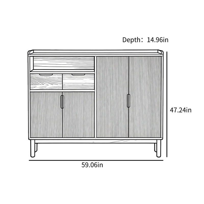 Armoire de rangement à chaussures verticale minimaliste, H 47,24 po x l 59,06 po x P 14,96 po