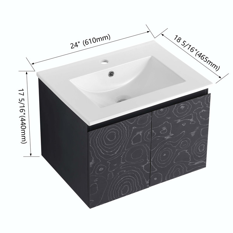 Meuble-lavabo simple 24,00 po avec plateau en bois manufacturé