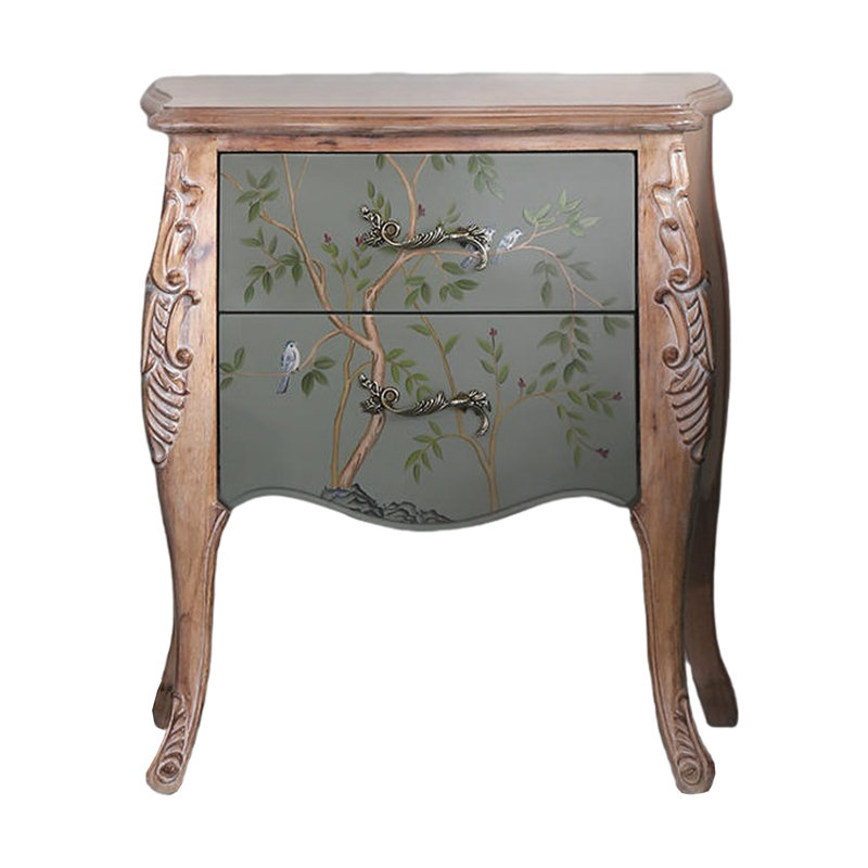 Commode d'appoint 2 tiroirs Vintage, Burlywood