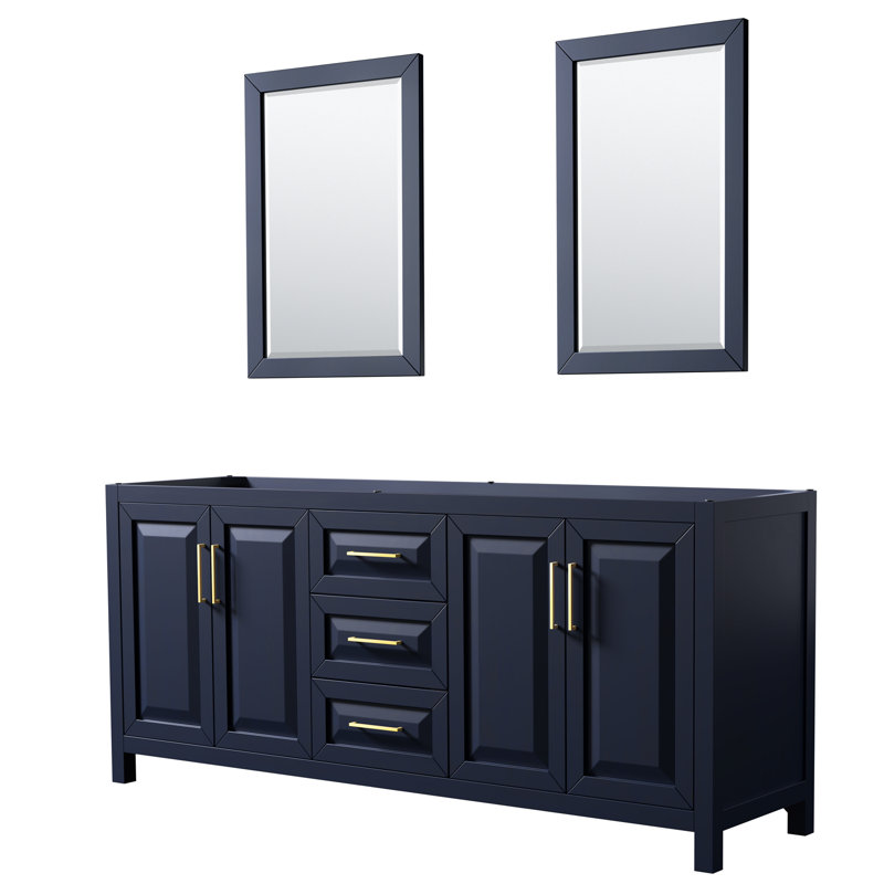Daria 78.75'' W Double Bathroom Vanity Base, Dark Blue/Gold