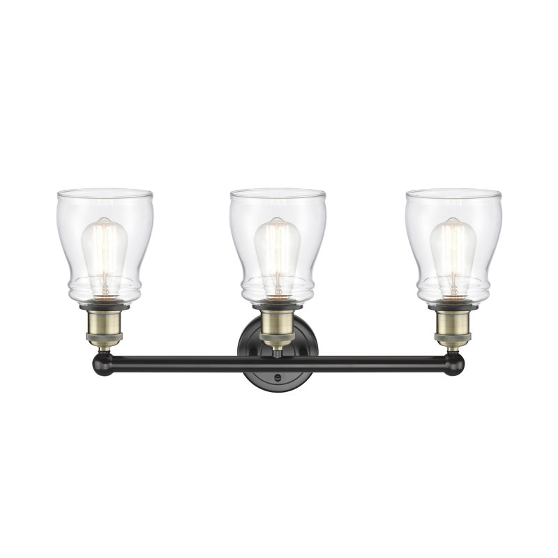 Éclairage pour meuble-lavabo à 3 lumières 22,75 po Mccarver, Transparent, Laiton antique noir