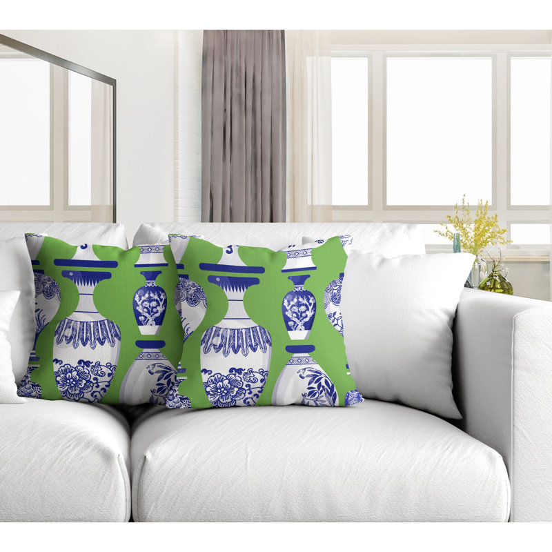 Coussin décoratif intérieur / extérieur abstrait, L 17 po x H 17 po, Chartreuse