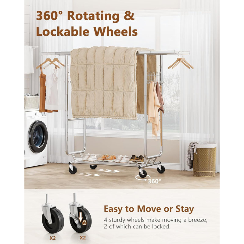 Rebrilliant Shelsea Assembly Double Rod Clothes Rack | Wayfair