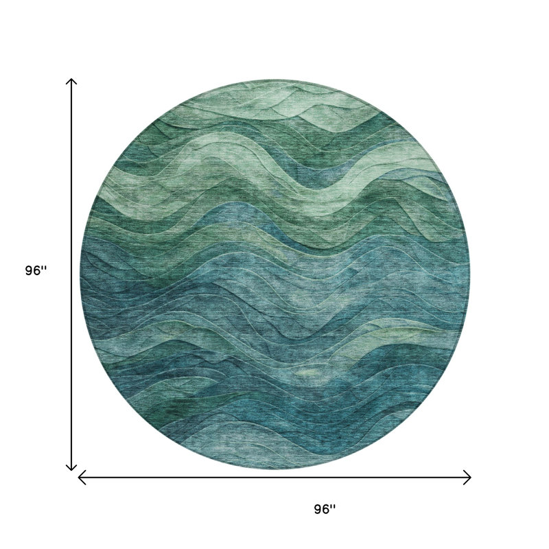 Tapis rond bleu 8 po