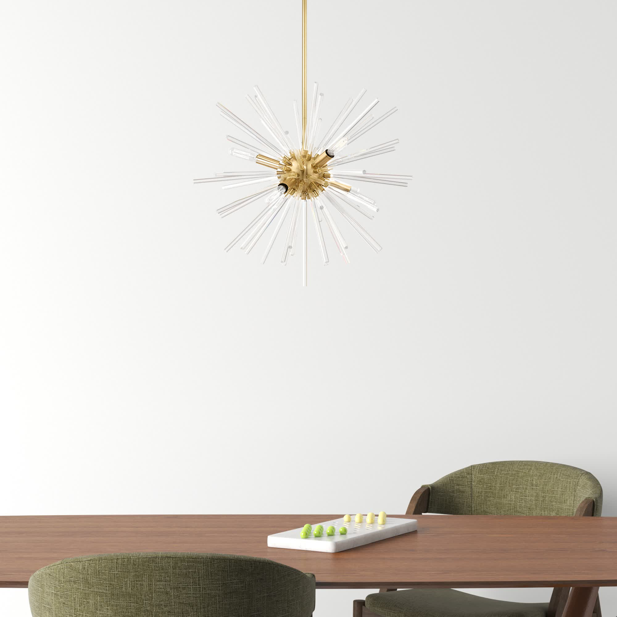 Ryzen 6 - Light Metal Dimmable Sphere Chandelier, Satin Brass