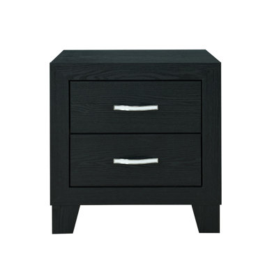 Everettcrest 22" Black Solid and Manufactured Wood Two Drawer Nightstand