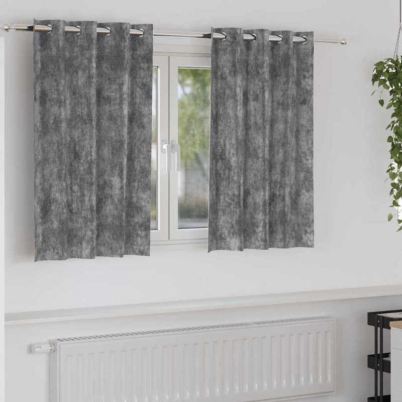 Alithia Velvet Room Darkening Curtain Pair, Grey, 140cm Width x 140cm Drop