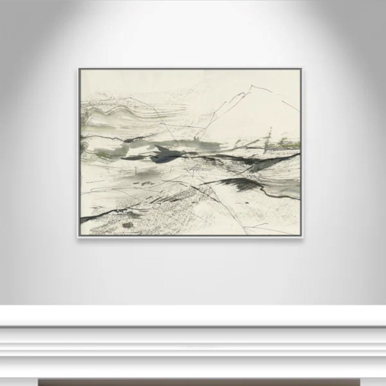 Green Sketches Print by PI Studio, 31.5" H x 41.5" W x 2" D, White Floater Framed, No Mat