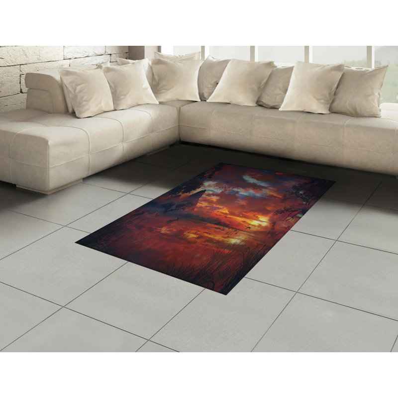 Tapis décoratif long en fibres de polyester haute densité Scenery, Rectangle— 4 pi x 5 pi 8 po