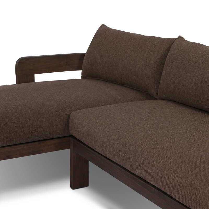 Jackson Outdoor 2PC Sectional-LAF Chaise-Ellor Brown, Stained Saddle Brown, Left Hand Facing, Ellor Brown