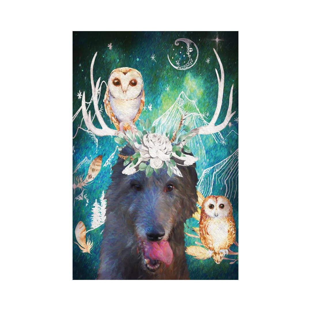 Scottish Deerhound And Owl