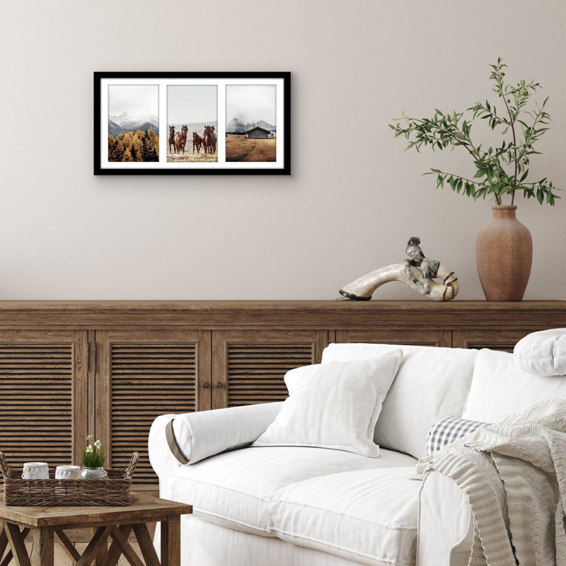 8X16 Collage Picture Frame To Display 3 Photos At Once - Black