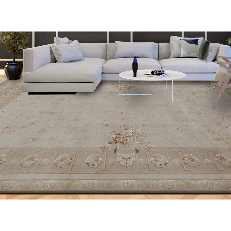 Hand Knotted Area Rug in Beige