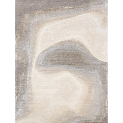 Hand Knotted Abstract Area Rug in Sand/Beige/Gray