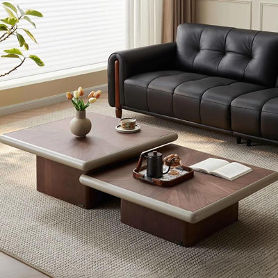 Simple high-low size square coffee table
