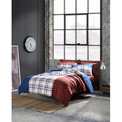 Cotton Blend Plaid Duvet Cover