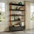 74.4" Modern Bookcase With 5 Open Shelves & 2 Drawers, Wood Standing Shelf For Living Room, Study, Black