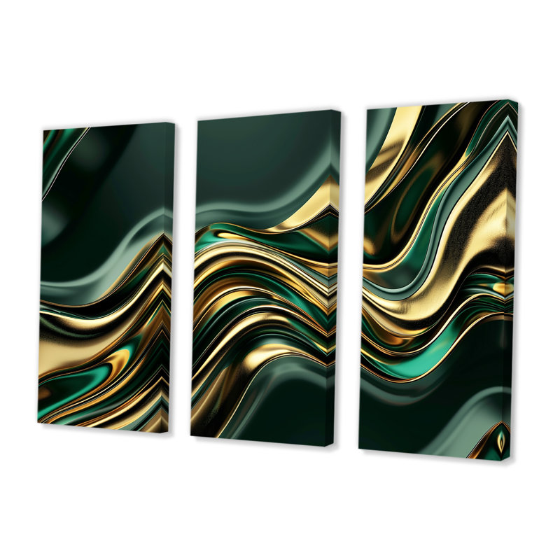 Cayson - ensemble de reproductions d'art mural Waves, Toile tendue, H 32 po x l 48 po x P 1 po