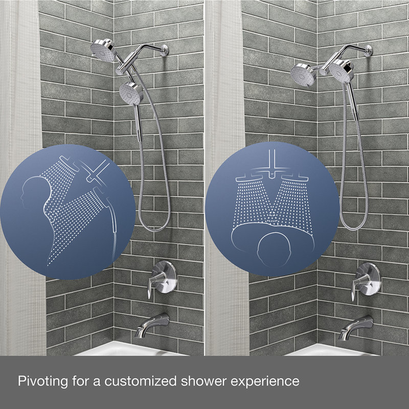 Awaken 2-In-1 Multifunction Shower Combo Kit, Showerhead and Handshower Set, 2.5 GPM, Vibrant Brushed Nickel