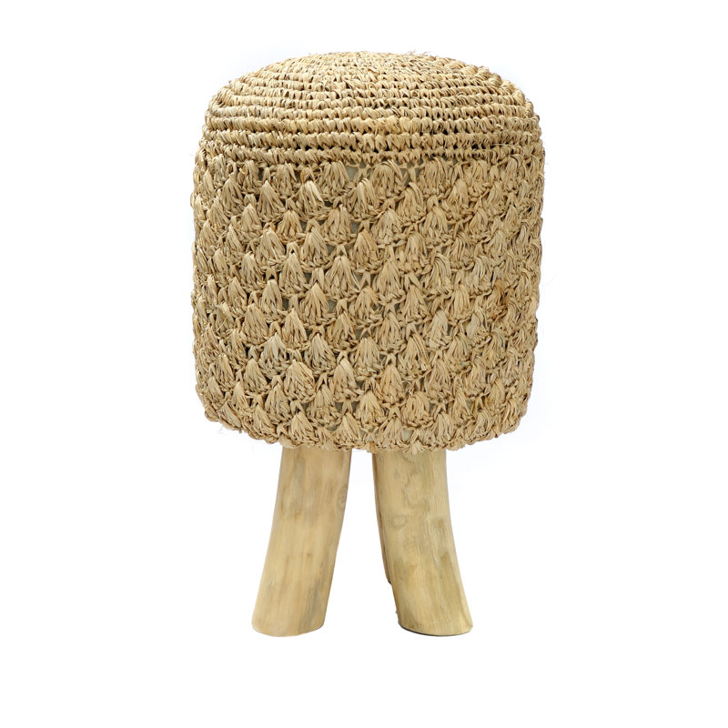 The Raffia Solid Wood Accent Stool