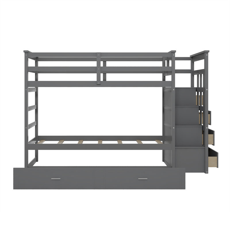 Eulanda Kids Twin Over Twin Bunk Bed with Trundle with Drawers