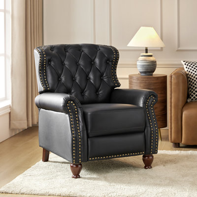 Abruzzino 34.5" W Genuine Leather Push-Back Recliner