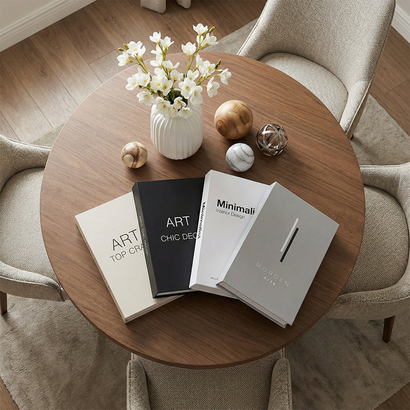 Ensemble de 4 faux livres Minimalist Art, noir, blanc et gris