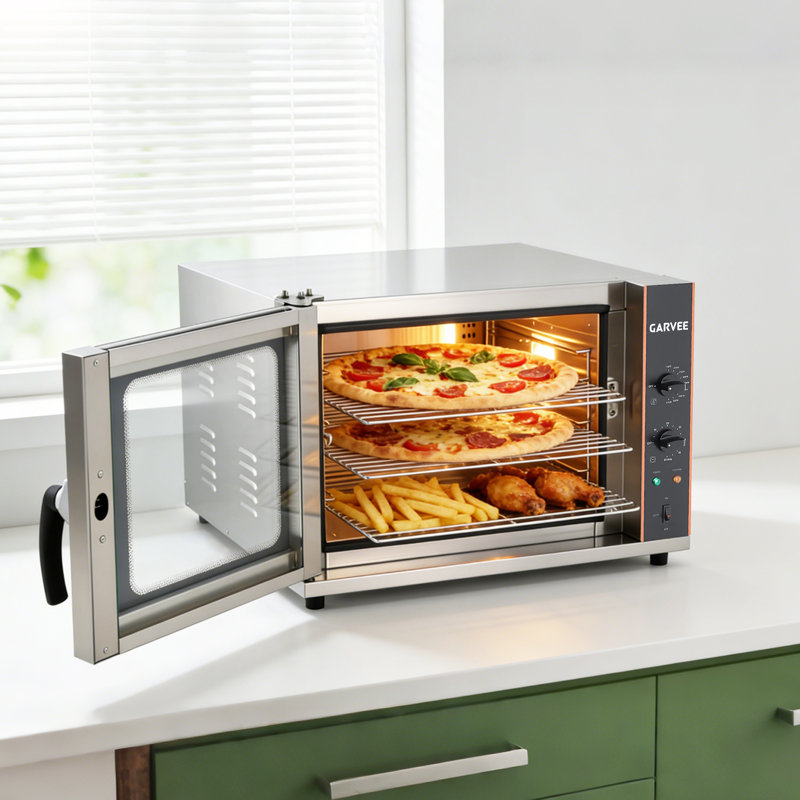 Commercial 4-Tier Countertop Convection Oven – Toaster & Air Fryer Combo with Front Glass Door, 1750W, Includes Trays & Wire Racks, 2.3 cu ft / 68L Half-Size Kitchen Appliance