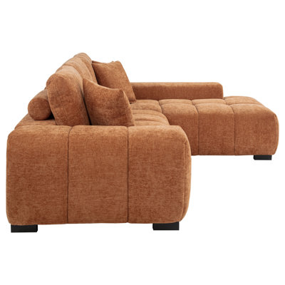 Octavia Fabric Upholstered Sectional Chaise Sofa Orange